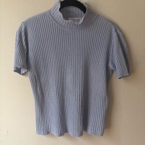 Talbots Soft Blue Ribbed Knit Top